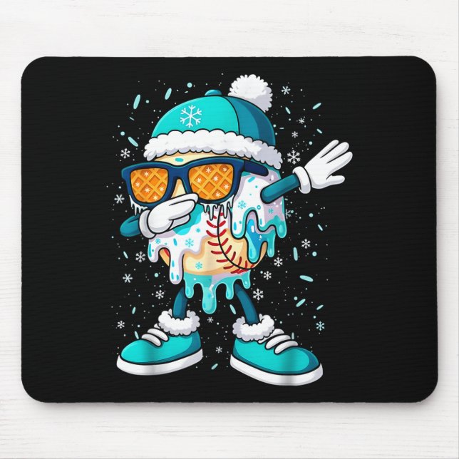 Alfombrilla De Ratón Ice Cream Baseball Drip Home Plate Bats Cool For B (Frente)