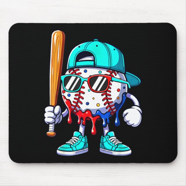Alfombrilla De Ratón Ice Cream Drip Baseball Sts Baseball Lifestyle Boy (Frente)