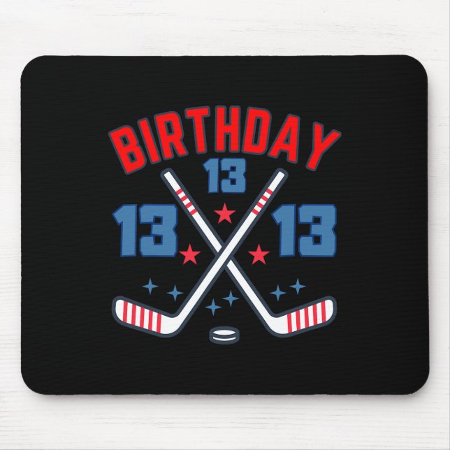 Alfombrilla De Ratón Ice Hockey Thirteen Birthday Boy 13th Party Boys A (Frente)
