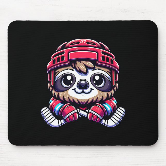 Alfombrilla De Ratón Icehockey Sloth Adorable Hockey Enthusiast  (Frente)