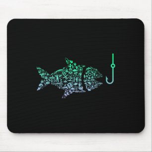 Alfombrilla De Ratón Icono de pesca para niños pescadores con anzuelo d