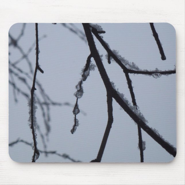 Alfombrilla De Ratón Icy Branches Winter Nature Photography (Frente)