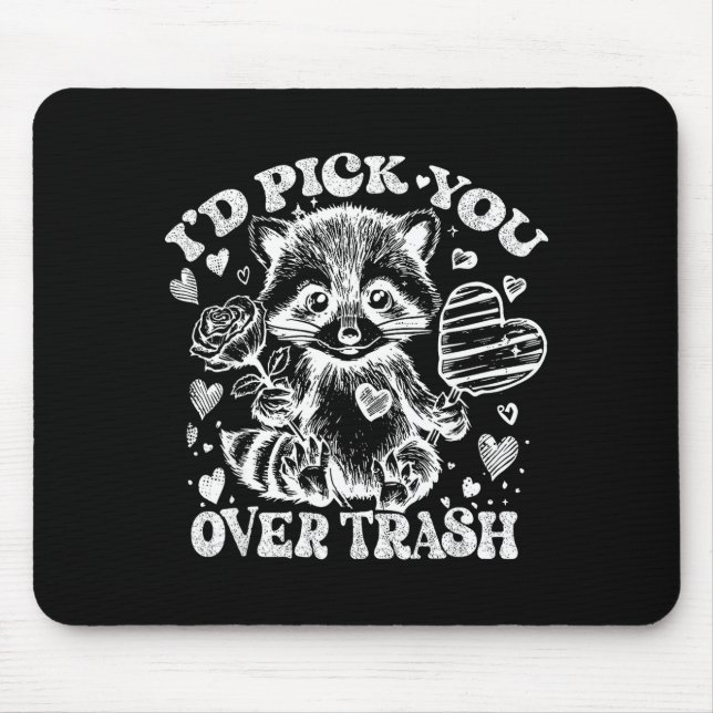 Alfombrilla De Ratón I'd Ck You Over Trash Funny Raccoon Retro Valentin (Frente)