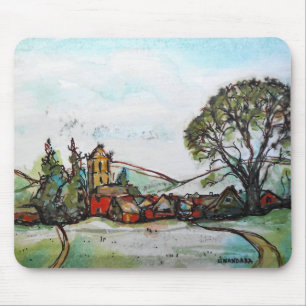 Alfombrilla De Ratón Idílico bosquejo de una aldea británica