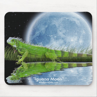 Alfombrilla De Ratón Iguana verde y Moon Wildlife Art Mousemat