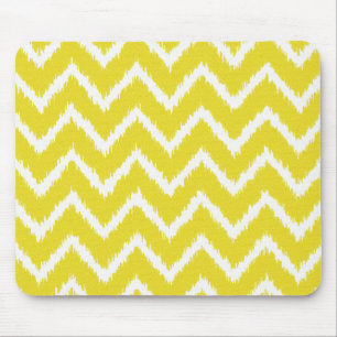 Alfombrilla De Ratón Ikat Chevrons - amarillo y blanco mostaza