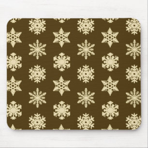 Alfombrilla De Ratón Ikat Snowflakes - Beige y chocolate Brown