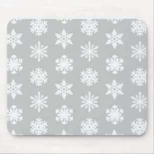 Alfombrilla De Ratón Ikat Snowflakes - gris plateado y blanco