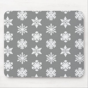 Alfombrilla De Ratón Ikat Snowflakes - Gris y blanco del carbón vegetal