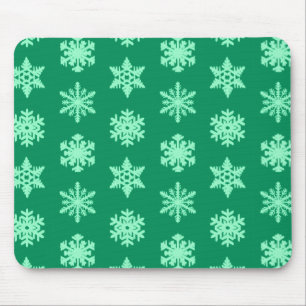 Alfombrilla De Ratón Ikat Snowflakes - Pino y verde menta