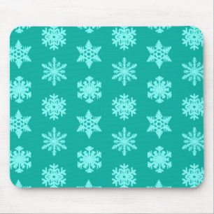 Alfombrilla De Ratón Ikat Snowflakes - Turquesa y aqua