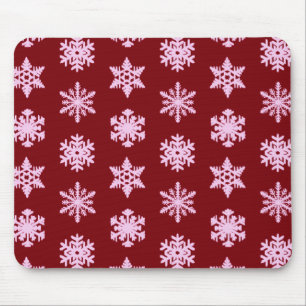 Alfombrilla De Ratón Ikat Snowflakes - Vino de Borgoña y rosa