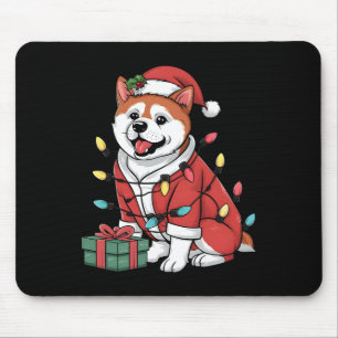 Alfombrilla De Ratón Iluminación de Navidad Santa Akita Perro Navidad