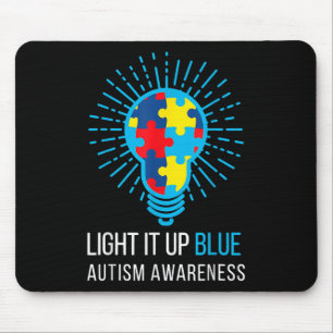 Alfombrilla De Ratón Iluminar el autismo azul Concienciación Cinta de r