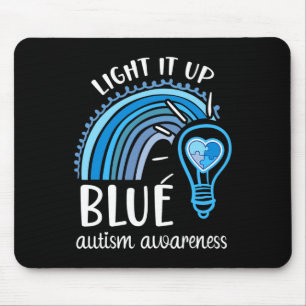Alfombrilla De Ratón Iluminarlo Azul Autismo Conciencia Mes Arcoiris Pu