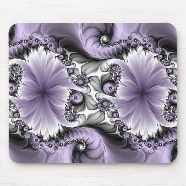 Alfombrilla De Ratón Ilusión Lilac Resumen Arte Fractal Floral Fantasía (Frente)