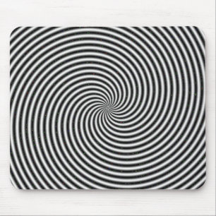 Alfombrilla De Ratón Ilusión óptica de Swirl en espiral negra y blanca