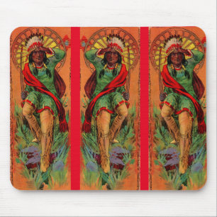 Alfombrilla De Ratón Ilustracion 1919 del indio del nativo americano