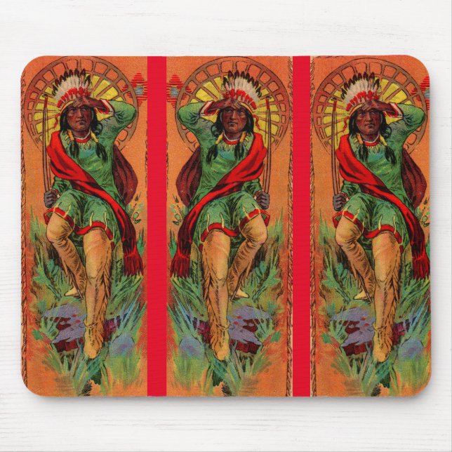 Alfombrilla De Ratón Ilustracion 1919 del indio del nativo americano (Frente)