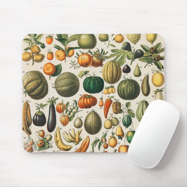Alfombrilla De Ratón Ilustracion científico botánico de frutas (Con ratón)