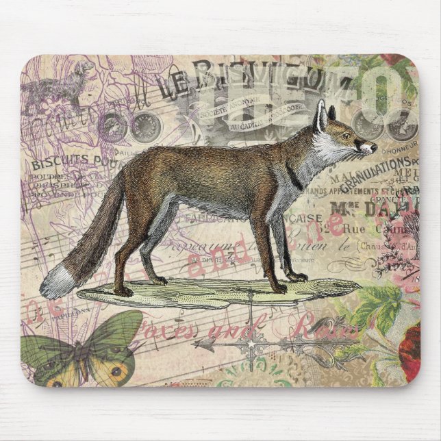Alfombrilla De Ratón Ilustracion de animales de la vida silvestre Fox (Frente)