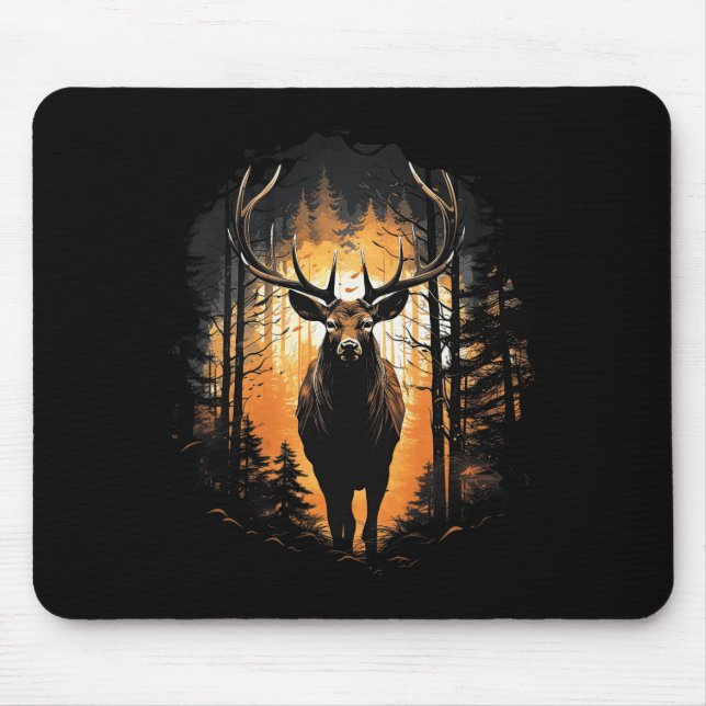 Alfombrilla De Ratón Ilustracion de animales salvajes de ciervos forest (Frente)