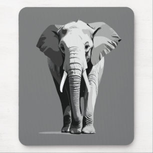 Alfombrilla De Ratón Ilustracion de arte del vector elefante negro y bl