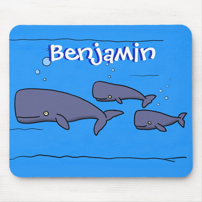 Alfombrilla De Ratón Ilustracion de ballenas personalizados migratorias (Frente)