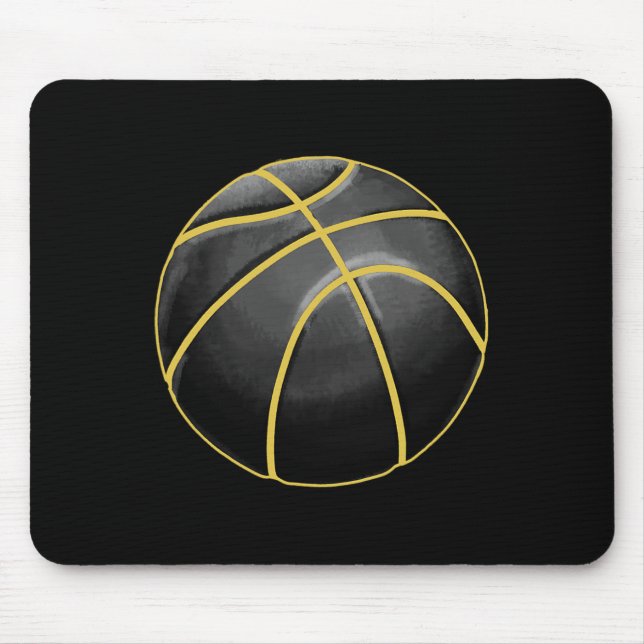 Alfombrilla De Ratón Ilustracion de baloncesto Black Gold Ball Design S (Frente)