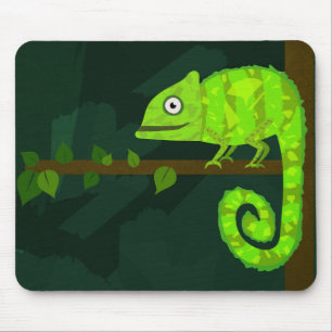 Alfombrilla De Ratón Ilustración de camaleón verde lindo Reptil tropica