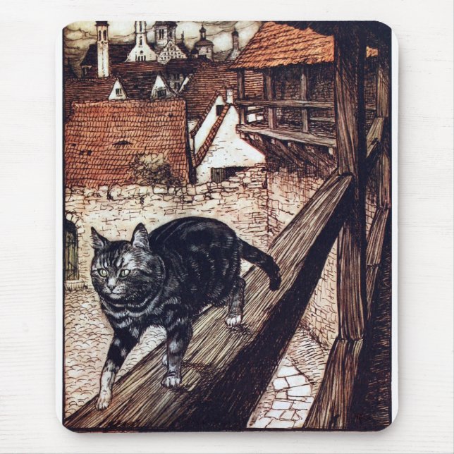 Alfombrilla De Ratón Ilustración de Castle Cat Rackham (Frente)