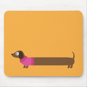 Alfombrilla De Ratón Ilustracion de Cute Long Dachshund