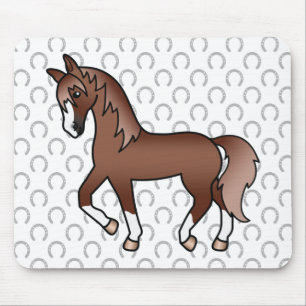Alfombrilla De Ratón Ilustración de dibujos animados de caballo al trot