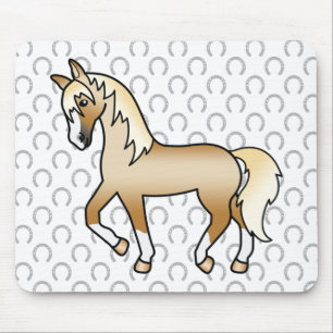 Alfombrilla De Ratón Ilustración de dibujos animados de caballo trotón 