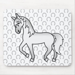 Alfombrilla De Ratón Ilustración de dibujos animados de caballo trotón 