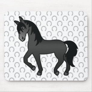 Alfombrilla De Ratón Ilustración de dibujos animados de caballo trotón 