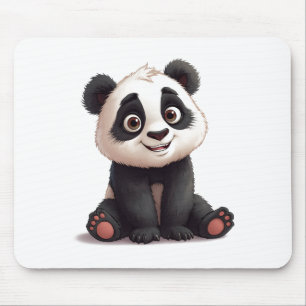 Alfombrilla De Ratón Ilustración de dibujos animados de oso panda senta
