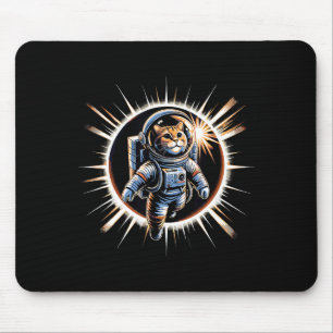 Alfombrilla De Ratón Ilustración de eclipse solar total de gato astrona