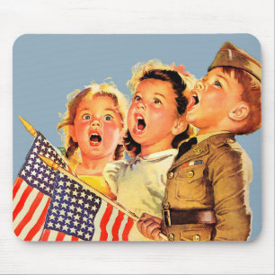 Alfombrilla De Ratón Ilustracion de época Patriotic Kids de los años 