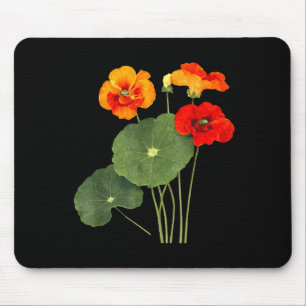 Alfombrilla De Ratón Ilustración de flor de nasturtium arte vintage de