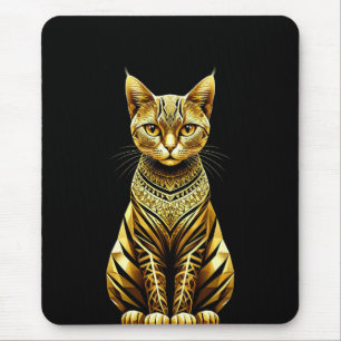 Alfombrilla De Ratón Ilustración de gato dorado ornamentado