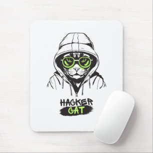 Alfombrilla De Ratón Ilustración de gato hacker lindo – Regalo de ciber