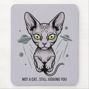 Alfombrilla De Ratón Ilustración de gato Sphynx OVNI alienígena