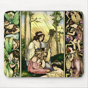 Alfombrilla De Ratón Ilustración de hada Art Nouveau