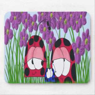 Alfombrilla De Ratón Ilustracion de la familia Cute Ladybug