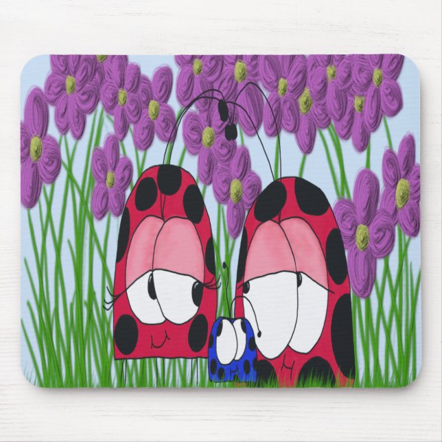 Alfombrilla De Ratón Ilustracion de la familia Cute Ladybug (Frente)