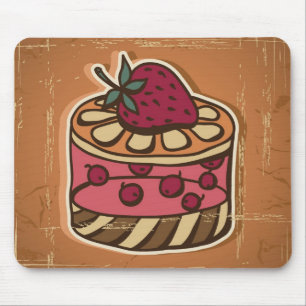 Alfombrilla De Ratón Ilustracion de la torta en estilo retro