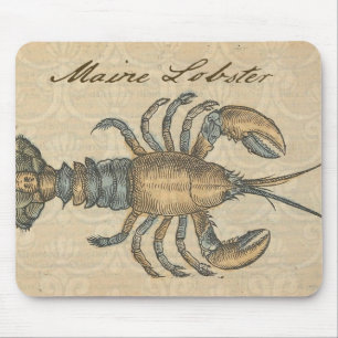 Alfombrilla De Ratón Ilustración de langosta antigua mariscos de Maine