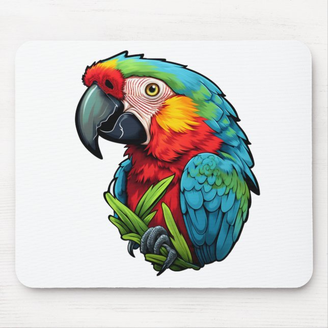 Alfombrilla De Ratón ilustracion de loro personalizado (Frente)
