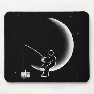 Alfombrilla De Ratón Ilustración de Luna Creciente Pescando Me Gusta